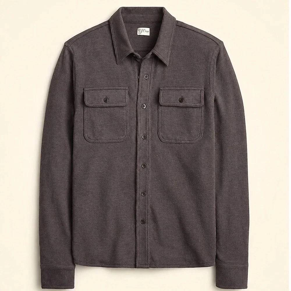 J.Crew Long Sleeve Texture Sweater Workshirt Shirt Men S Brown Cotton Poly Blend